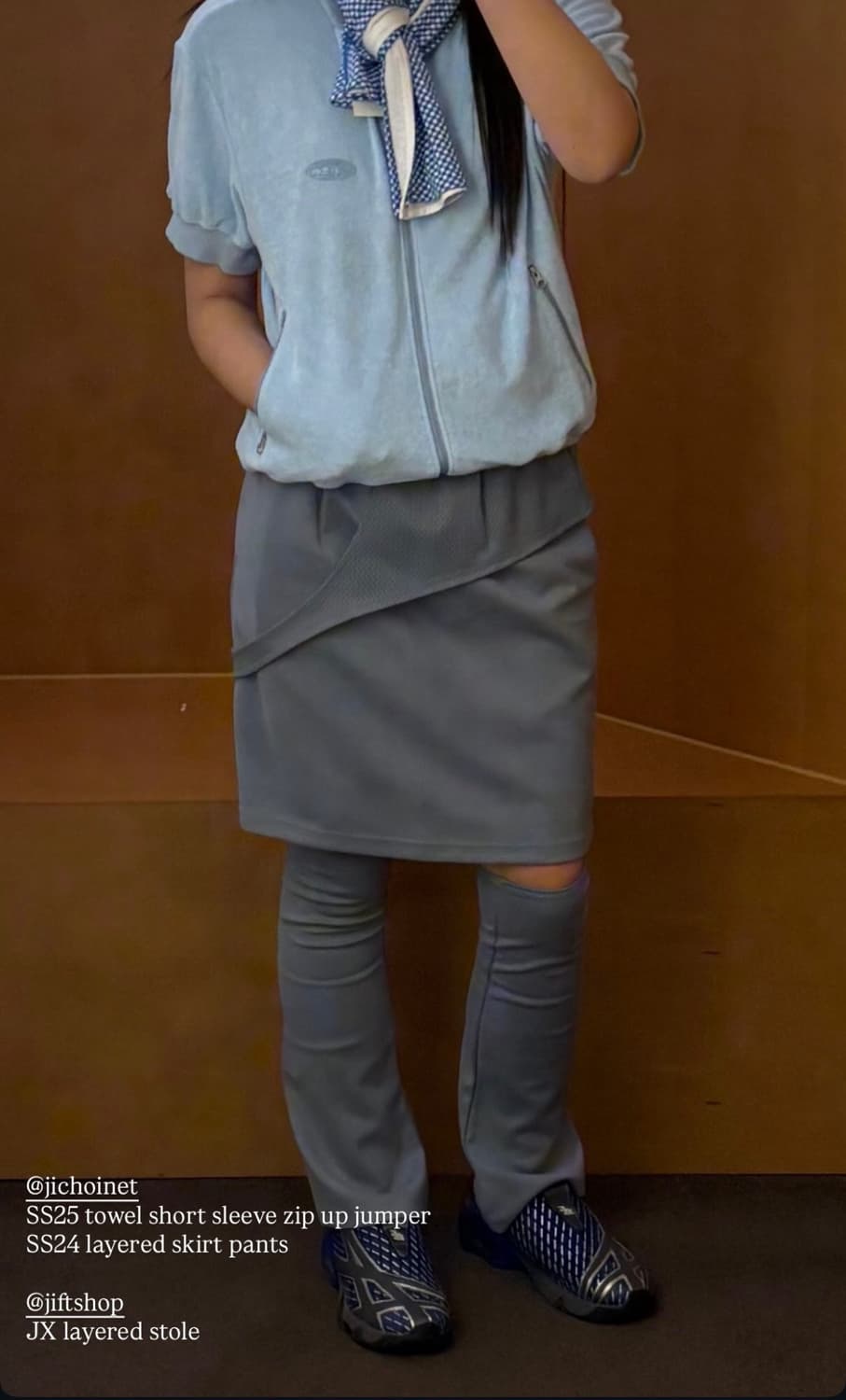 지초이 ss24 레이어드 스커트팬츠 그레이 1 상품이미지2