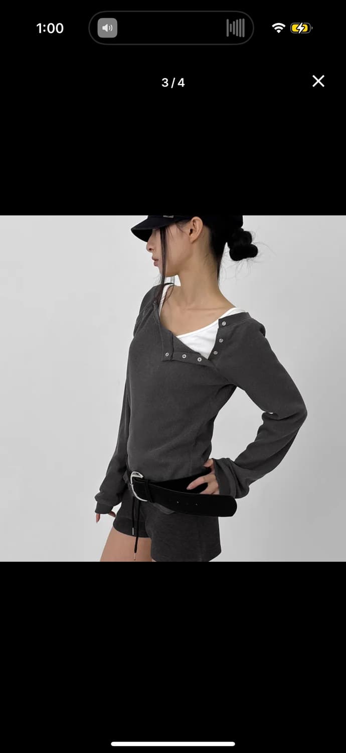 블랙업 와플 원숄더 티셔츠 상품이미지1