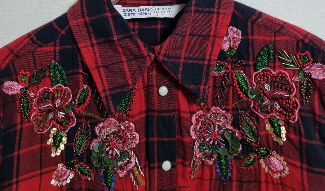 XS ) ZARA 자라 레드 체크셔츠 상품이미지1