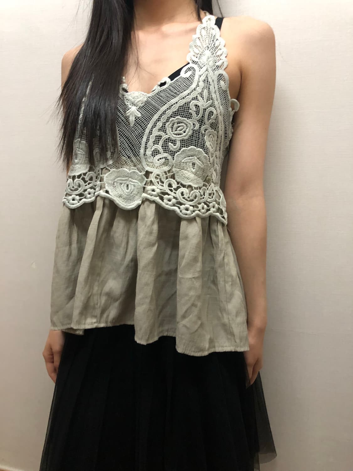 빈티지 그레이 레이스 슬리브리스 상품이미지2