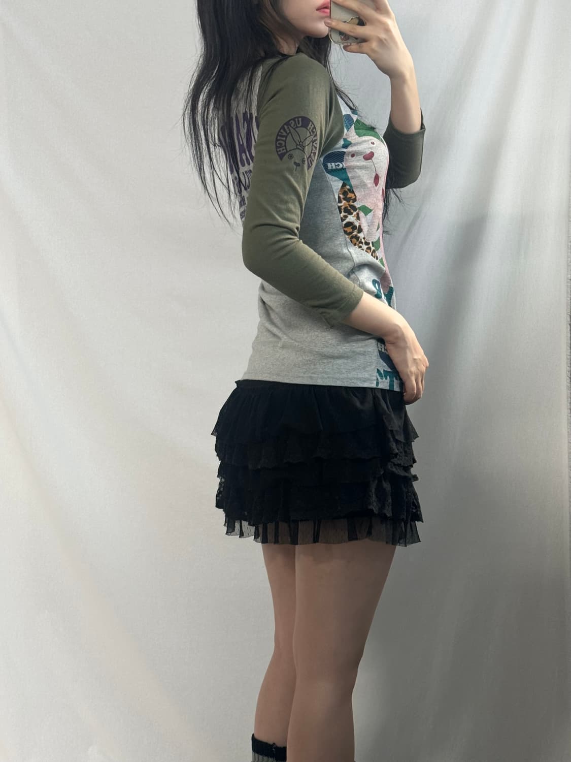 우사비치 프린티드 래글런 티 상품이미지6