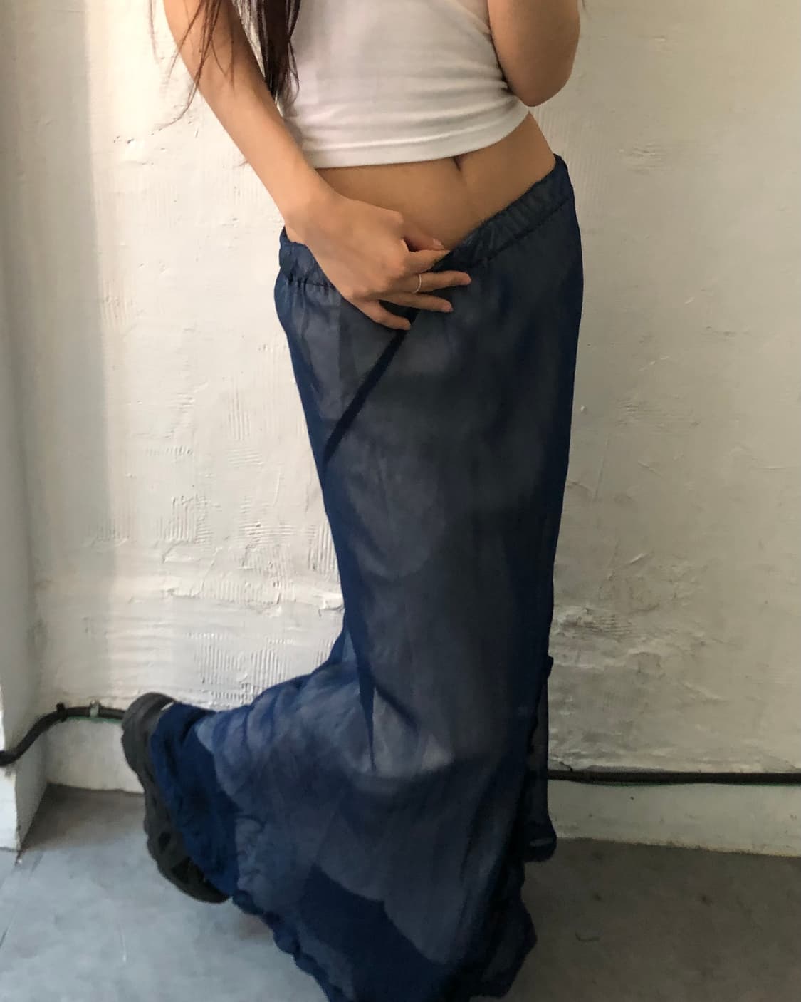 꼼데가르송 벨벳 시어 큐프라 롱 스커트  상품이미지1