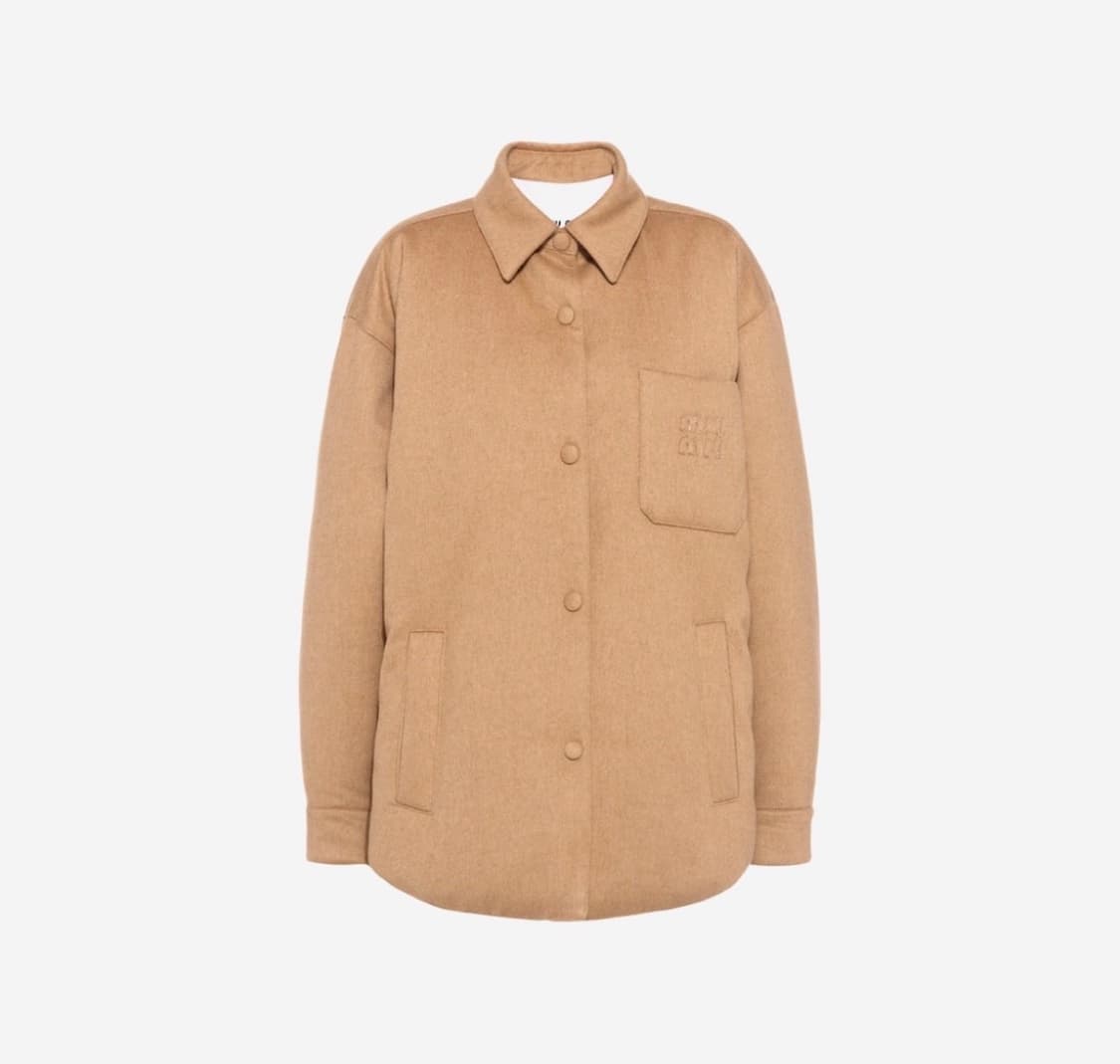 미우미우 카멜헤어 패디드 패딩 셔츠 자켓 상품이미지4