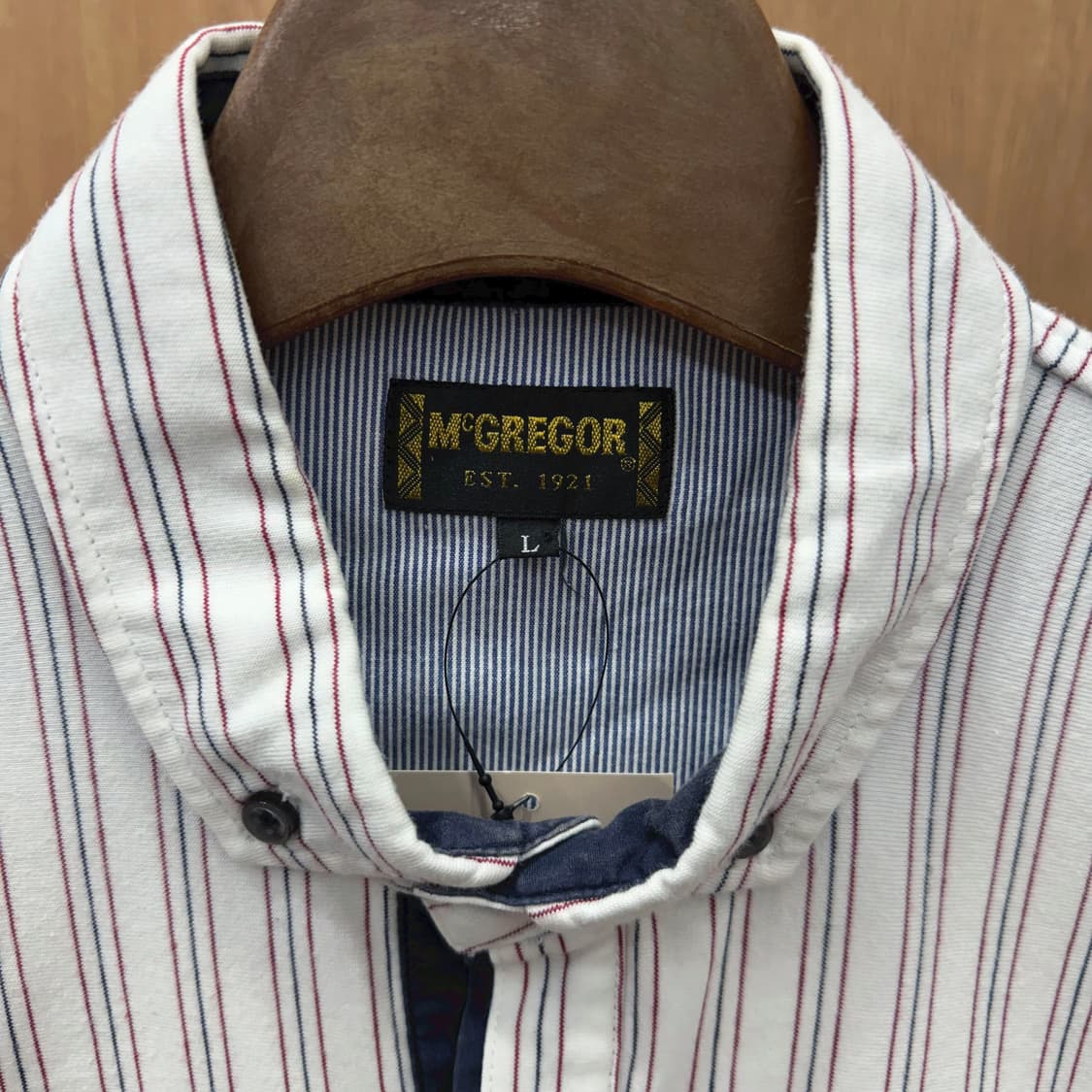 맥그리거 스트라이프 카라 반팔 티셔츠 하프 버튼업 디테일 아이보리 상품이미지7