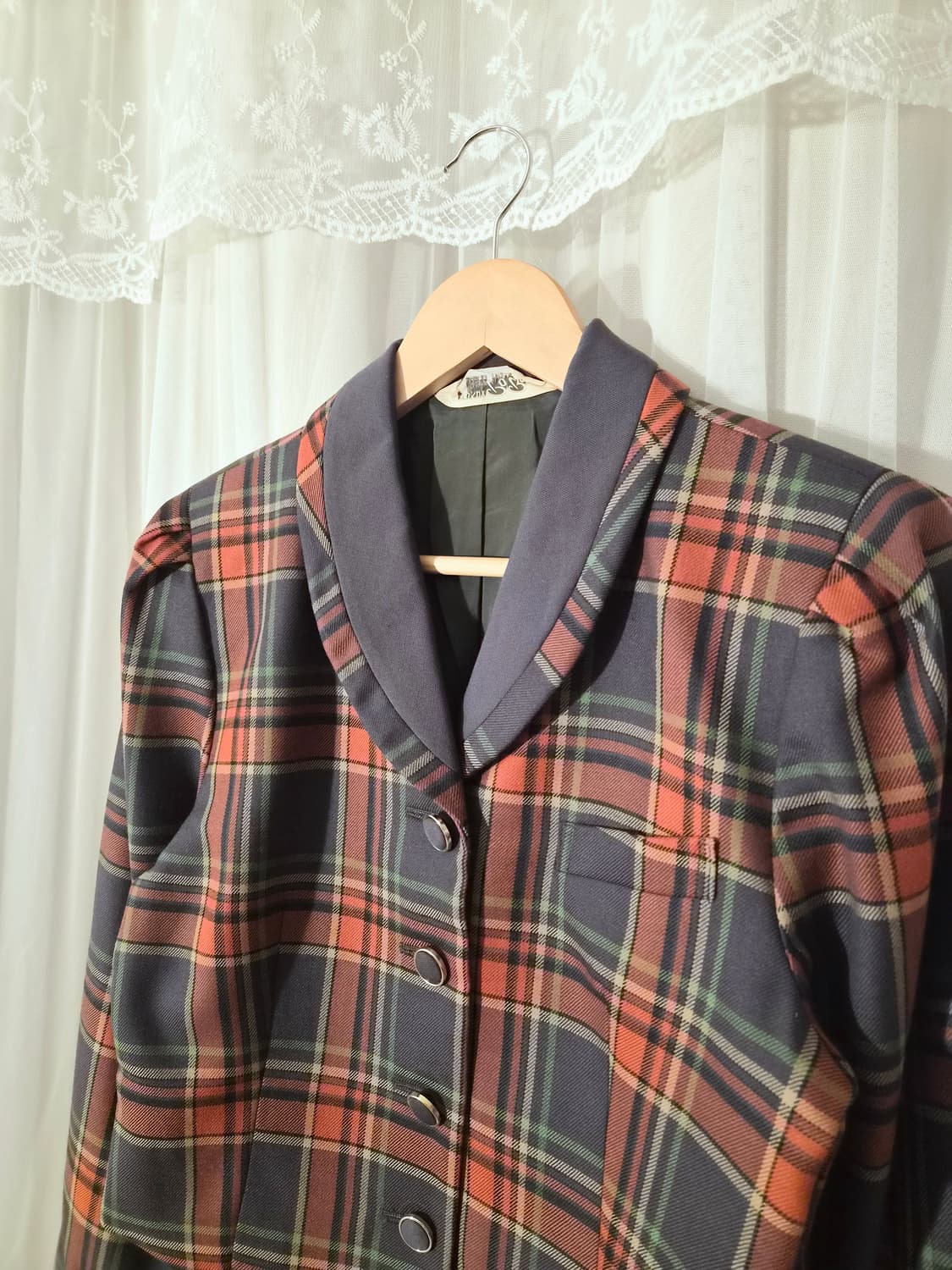 Vintage Khaki Orange Plaid Jacket 상품이미지2