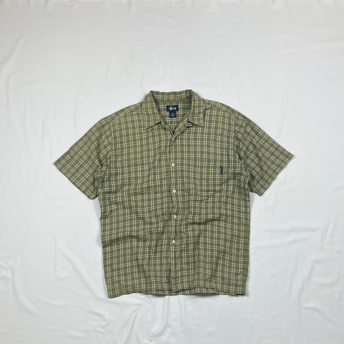 90‘s 스투시 stussy 포켓 체크 반팔셔츠 남방 상품이미지1