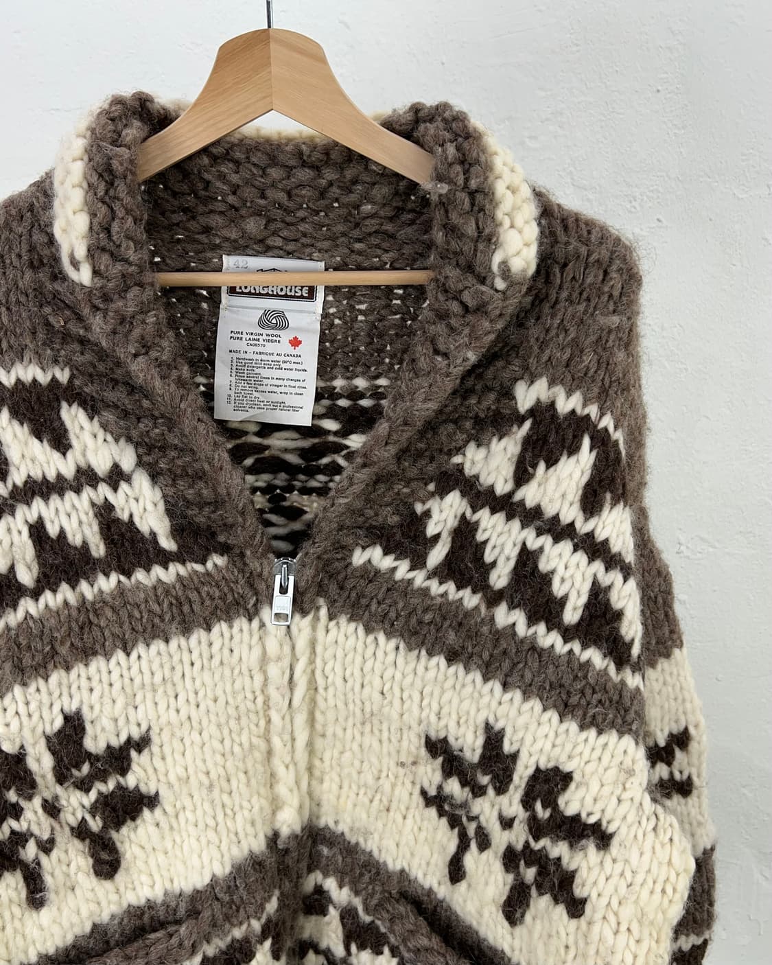 롱 하우스 노르딕 캐나다 헤비 울 코위찬 스웨터 카라 자켓 상품이미지3