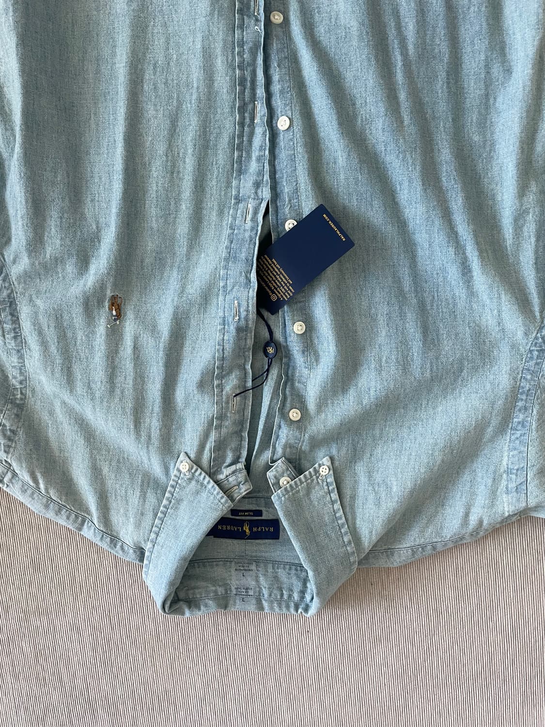 랄프로렌 슬림핏 셔츠 하늘색 L 새상품 상품이미지1