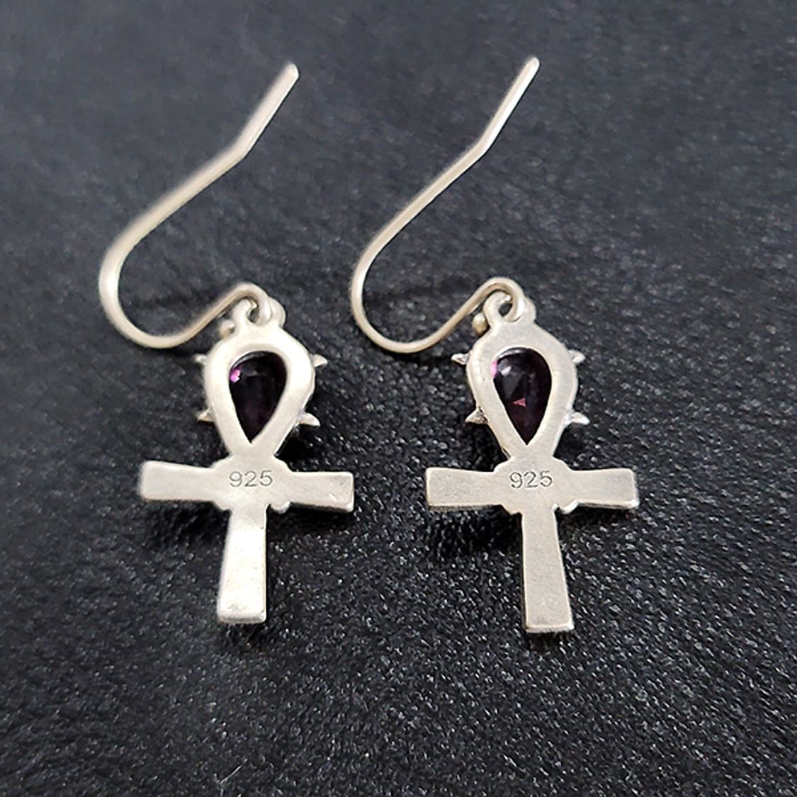 데스 페탈 실버 귀걸이 피어싱 은 남자 여자 명품 고딕 앙크 해골 십자가 상품이미지4