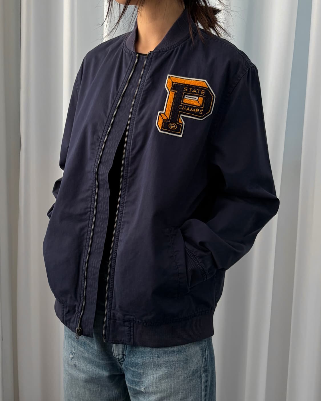 [M]폴로 랄프로렌 네이비 코튼 바시티 집업 상품이미지1