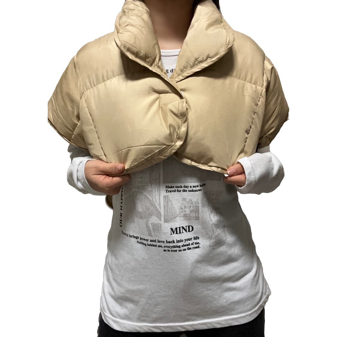 베이지 덕다운 볼레로패딩 상품이미지3