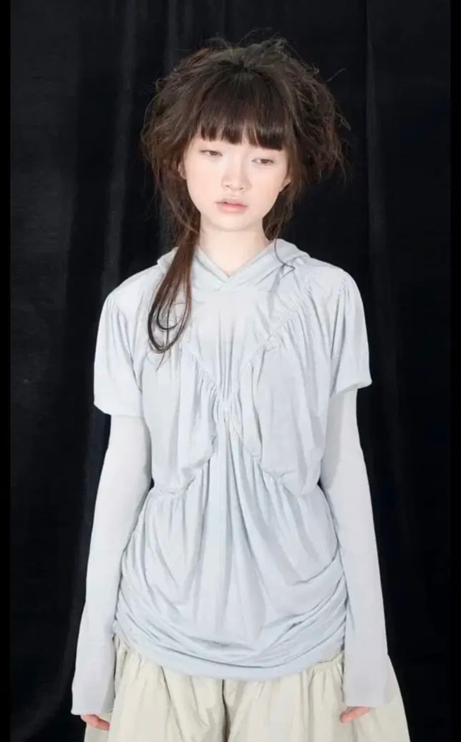 샵페어리 드레이프 후드 블루 팝니다 상품이미지1