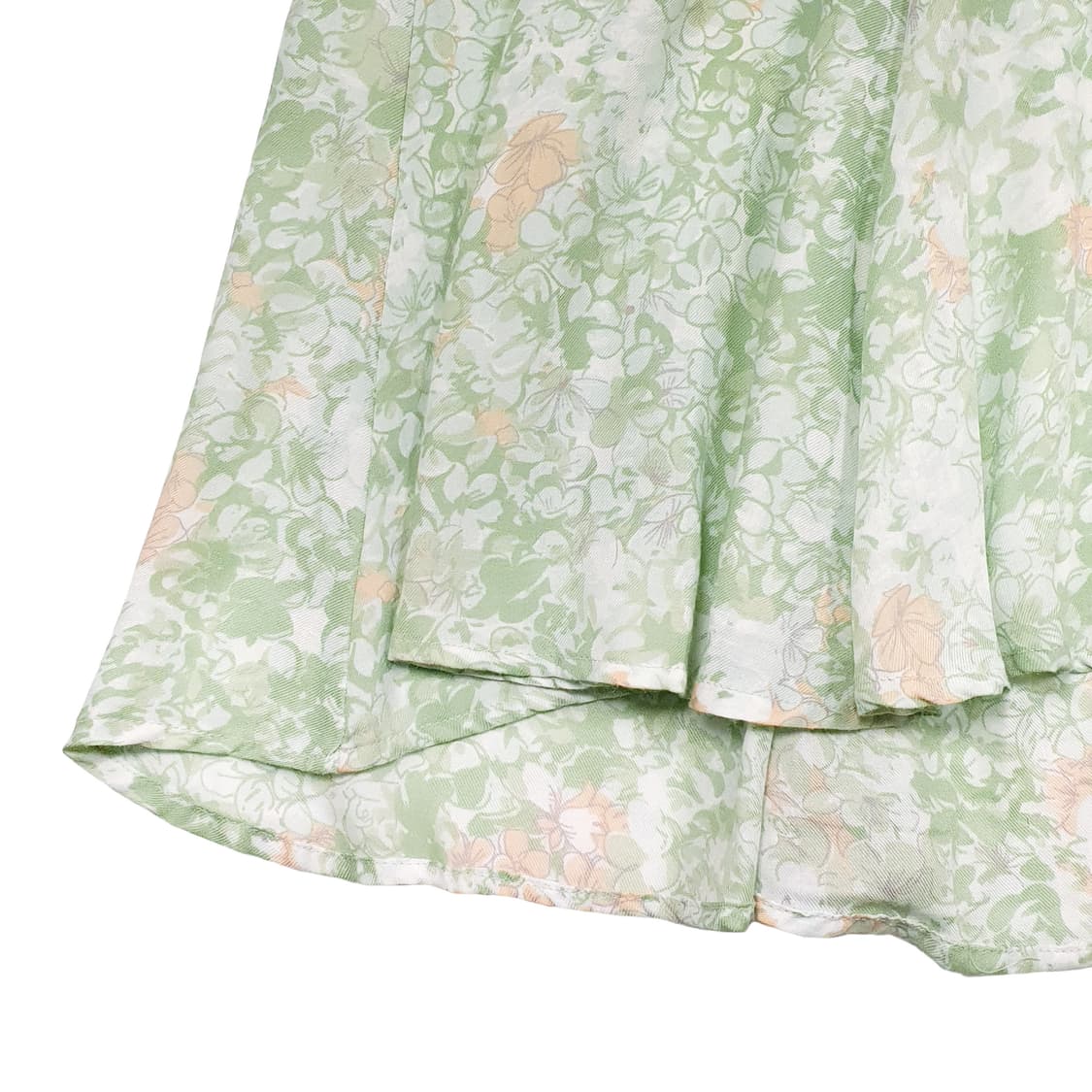 언발 플로럴 레이어드 슬리브리스 롱 탑 그린 상품이미지5