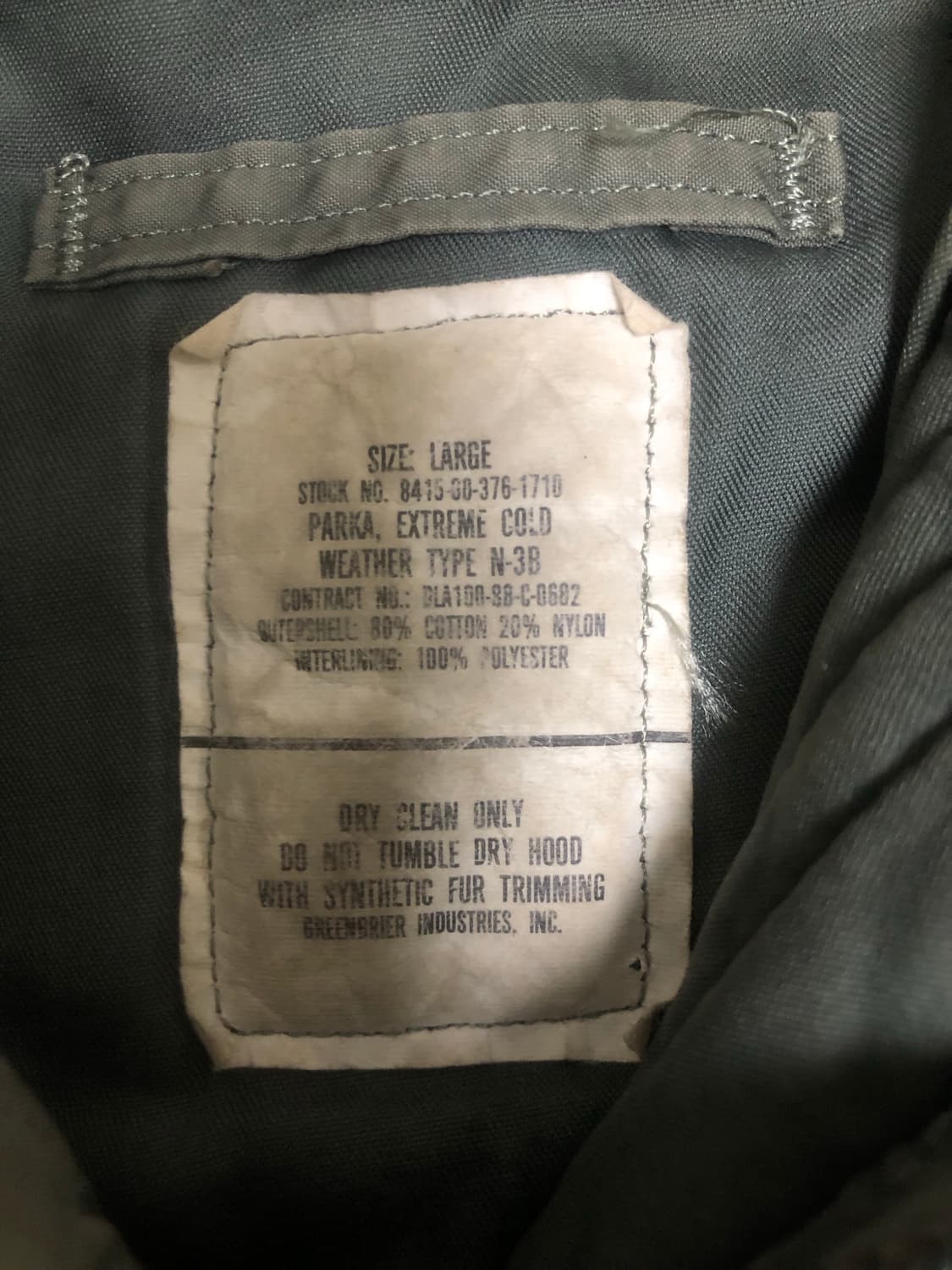 80s 미군 n3b 오리지널 콜드파카 Large 상품이미지3