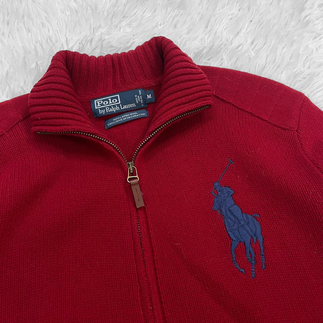 폴로 랄프로렌 빅 포니 니트 집업 레드 상품이미지4