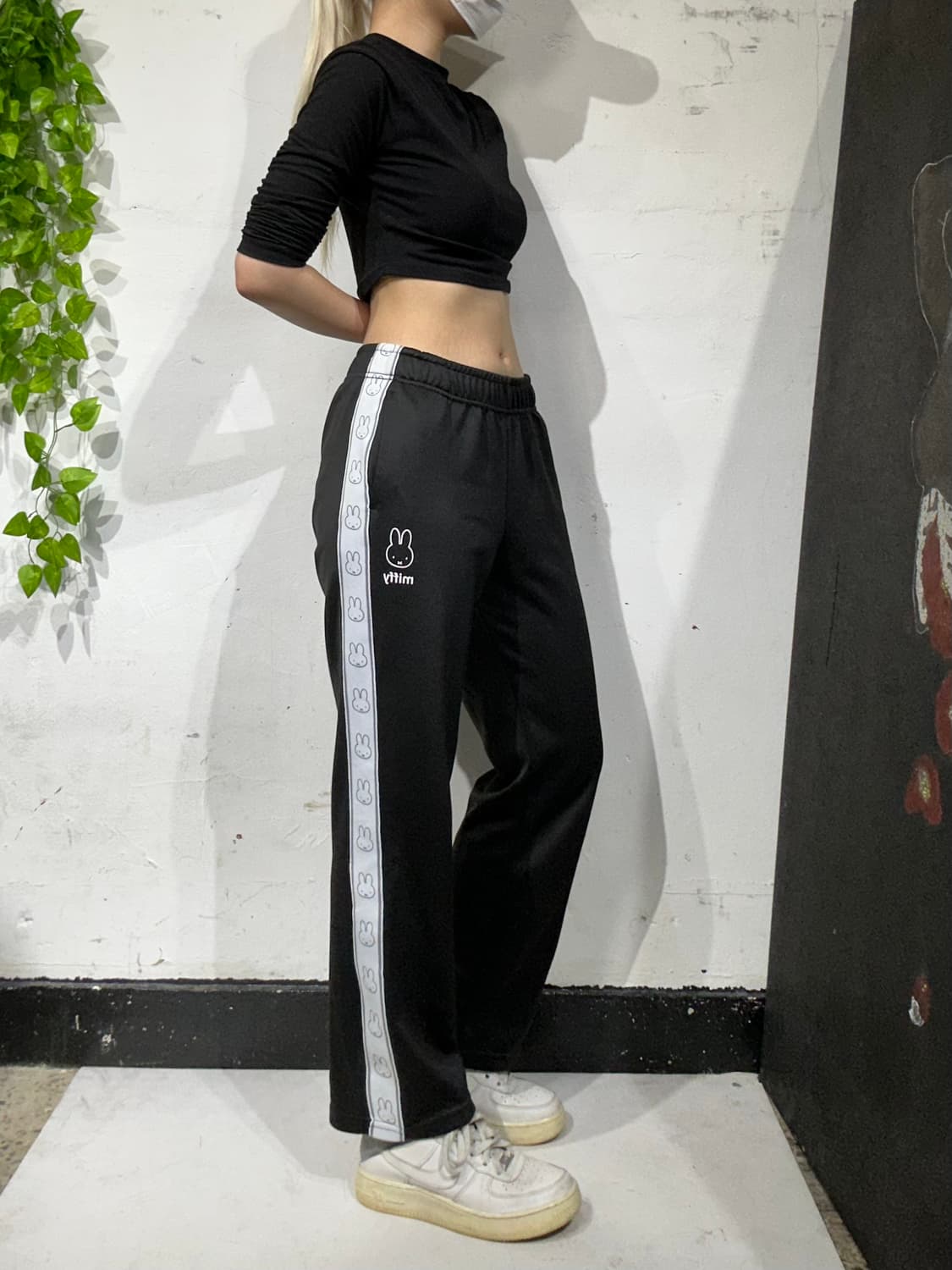 일본 빈티지 미피 블랙 사이드 테이핑 라인 추리닝 바지 트레이닝 팬츠 M 상품이미지1