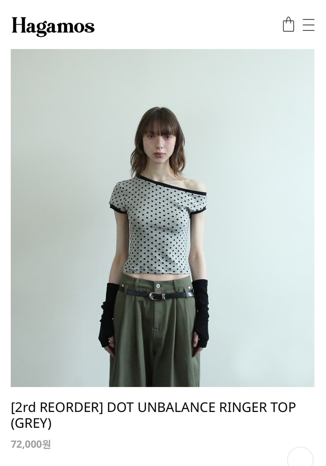 아가모스 DOT UNBALANCE RINGER TOP (GREY) 상품이미지1