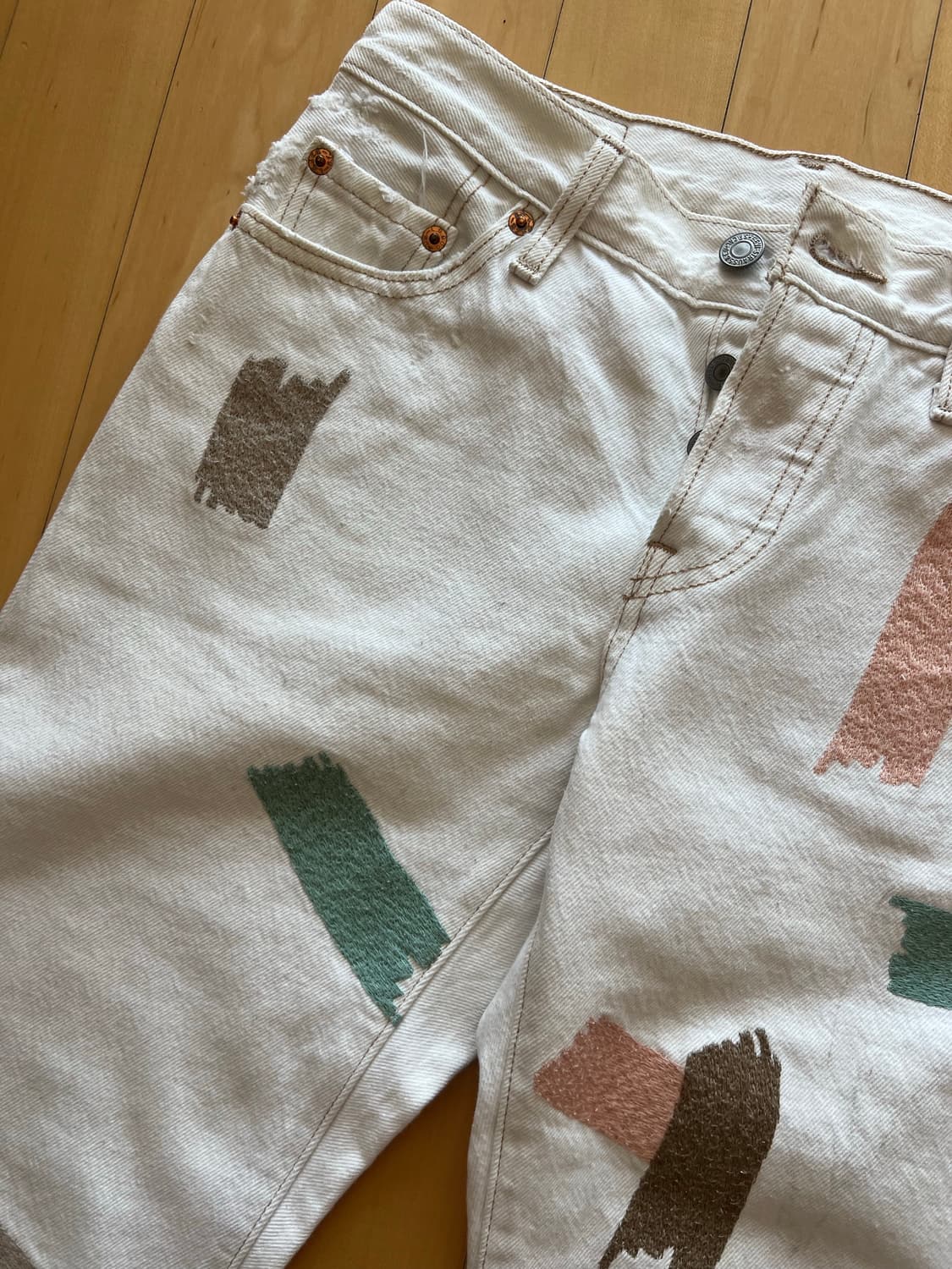 리바이스 501 커스텀 화이트 데님 W25 상품이미지3