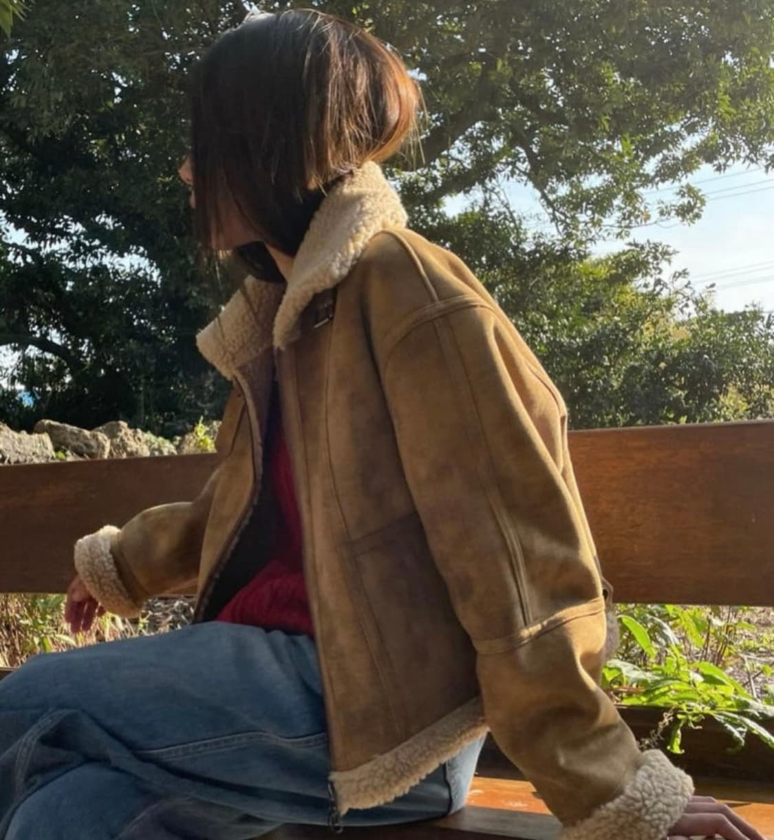 breathe 브리드 크랙 무스탕 카멜 상품이미지5