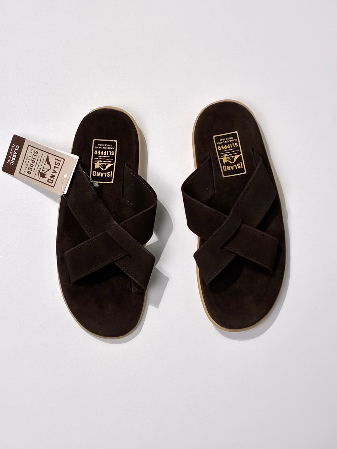 아일랜드슬리퍼 PT223 스웨이드 레더 슬라이드 에스프레소 11사이즈 상품이미지1