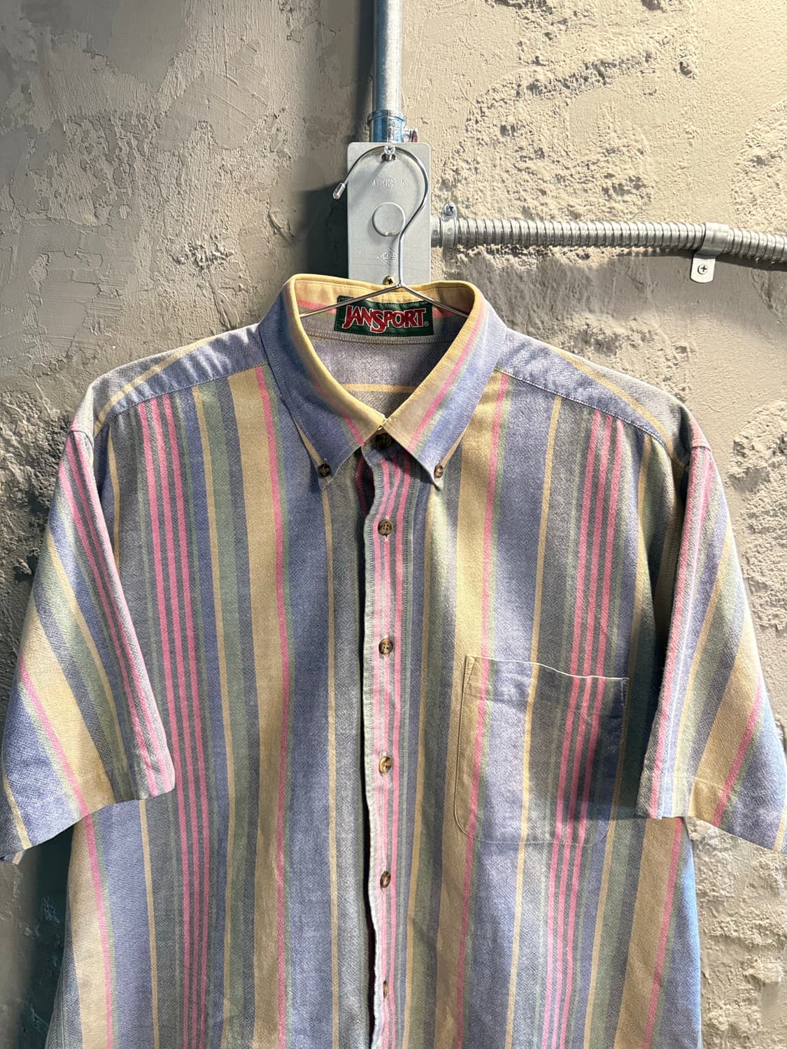 L 잔스포츠 JANSPORT 멀티 스트라이프 반팔 셔츠 멀티컬러 상품이미지4