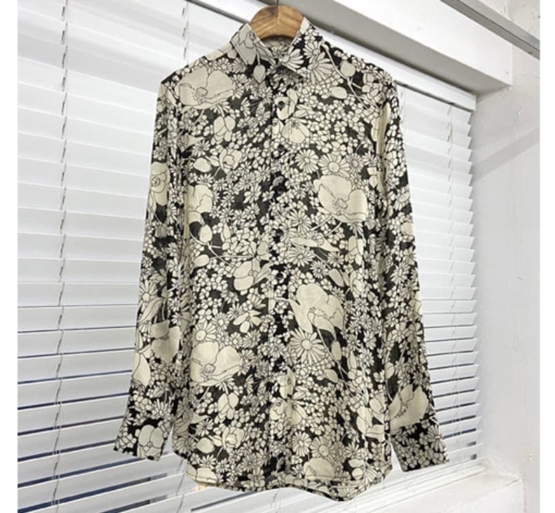 생로랑 16FW 시스루 플라워 비스코스 셔츠 상품이미지1