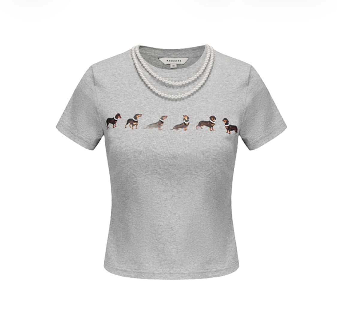 마크공 우먼 도그 프린트 티셔츠 상품이미지1