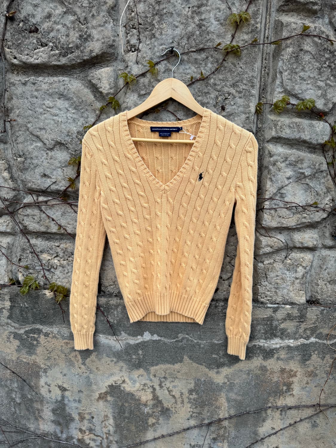 폴로 랄프로렌 빈티지 우먼 브이넥 꽈배기 니트 m 상품이미지1