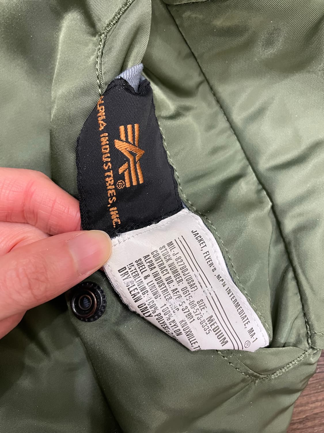 알파인더스트리 ma-1 마원 항공점퍼 세이지 상품이미지5