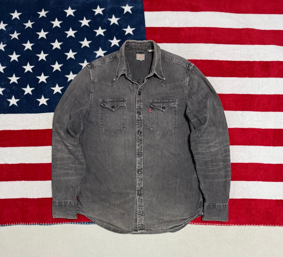 리바이스웨스턴셔츠 90’s리바이데님셔츠 빈티지웨스턴셔츠 흑청데님셔츠 상품이미지1