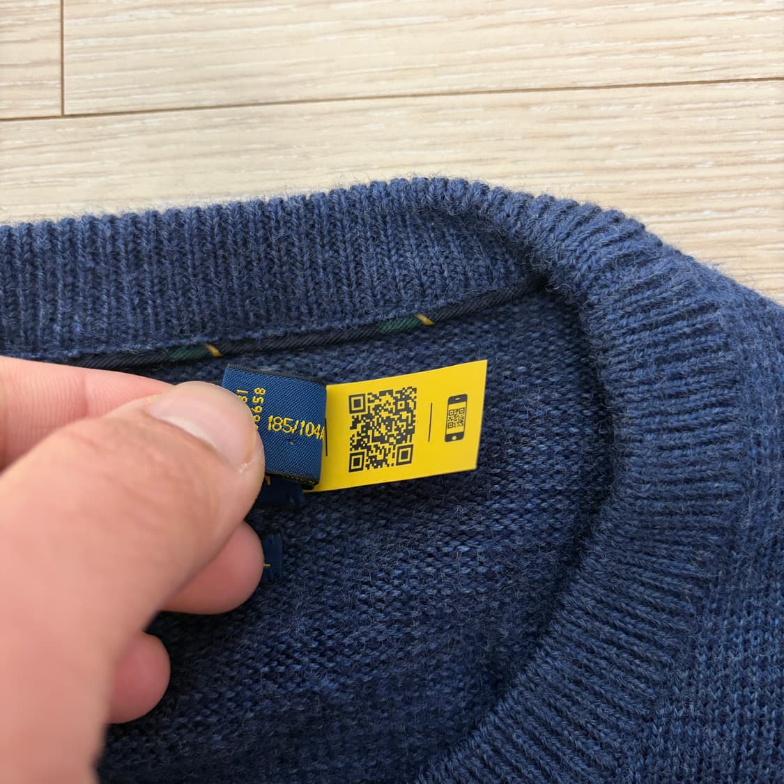 QR택)폴로 랄프로렌 메리노 울 와플 네이비 크루넥 니트 상품이미지4