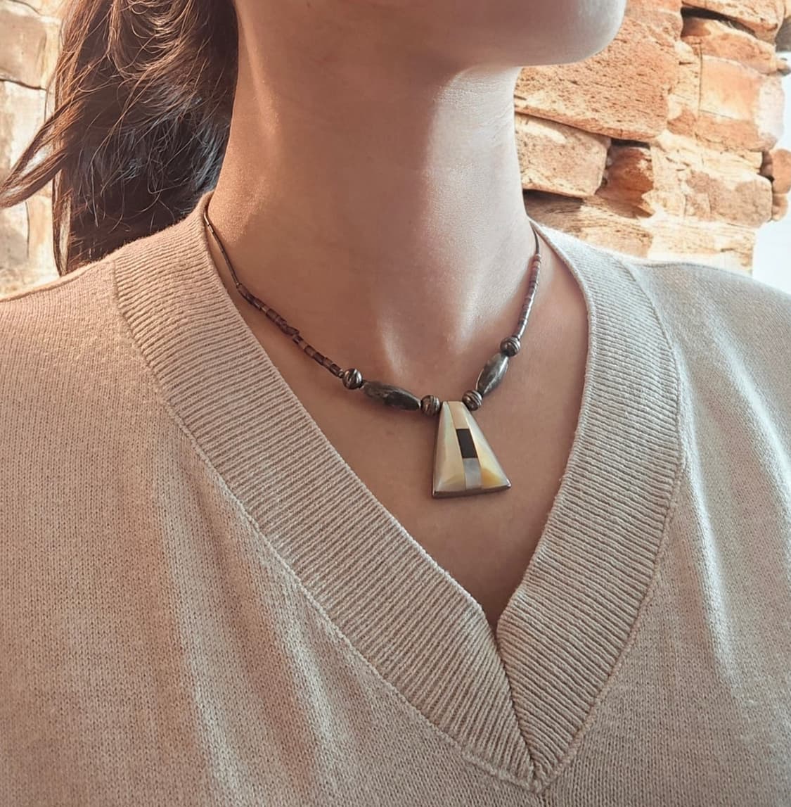 🇺🇸네이티브 아메리칸 실버 자개 은 목걸이 상품이미지2