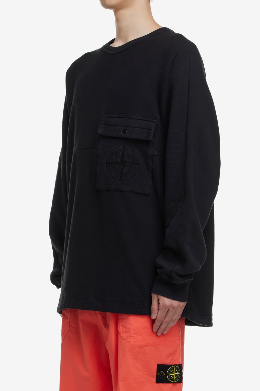 스톤아일랜드 다이아고날 스트레치 프렌치 테리 가먼트 다이드 크루 블랙 상품이미지4