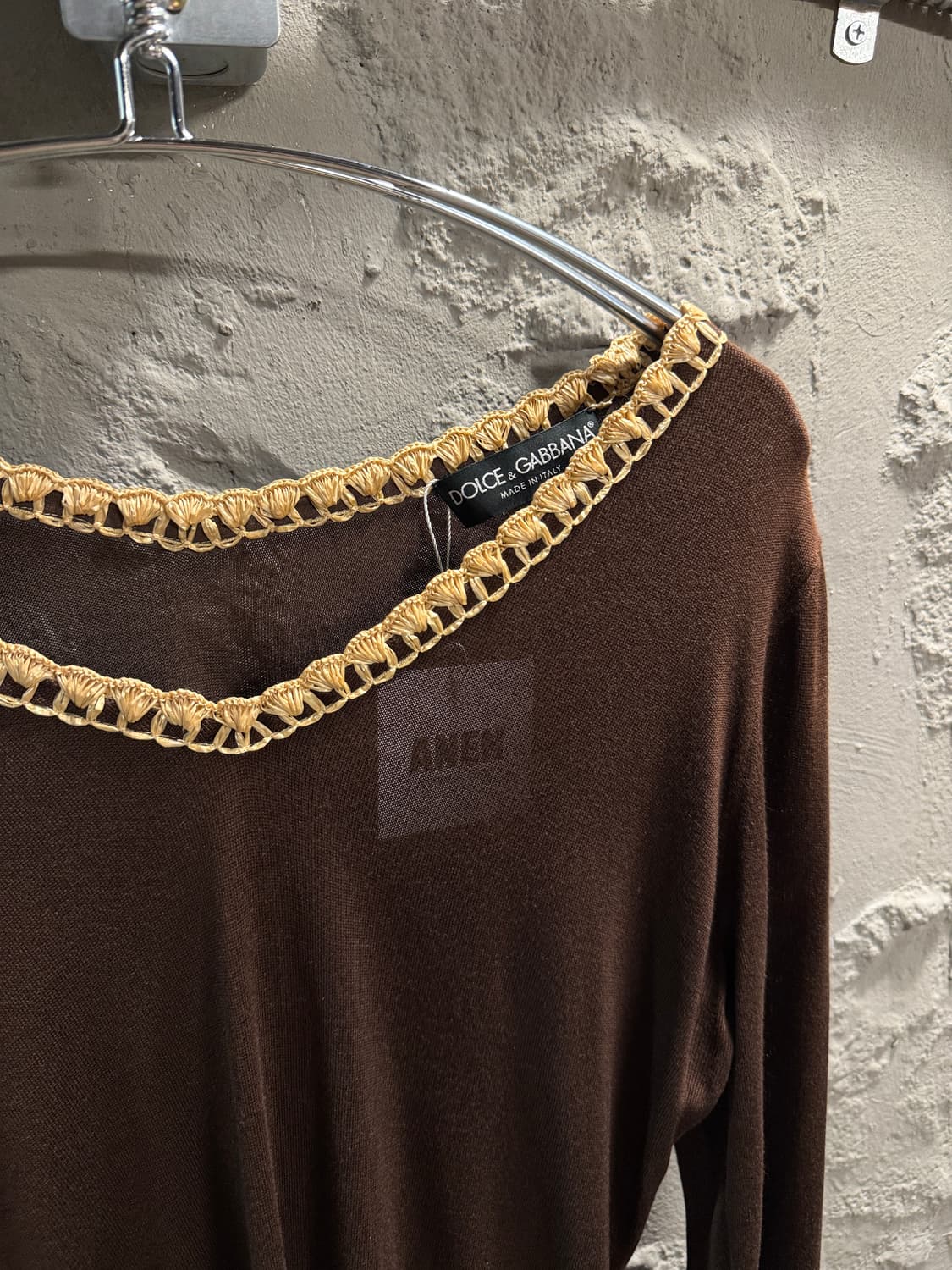 돌체앤가바나 실크 니트 트리밍 긴팔 탑 브라운 42 상품이미지3