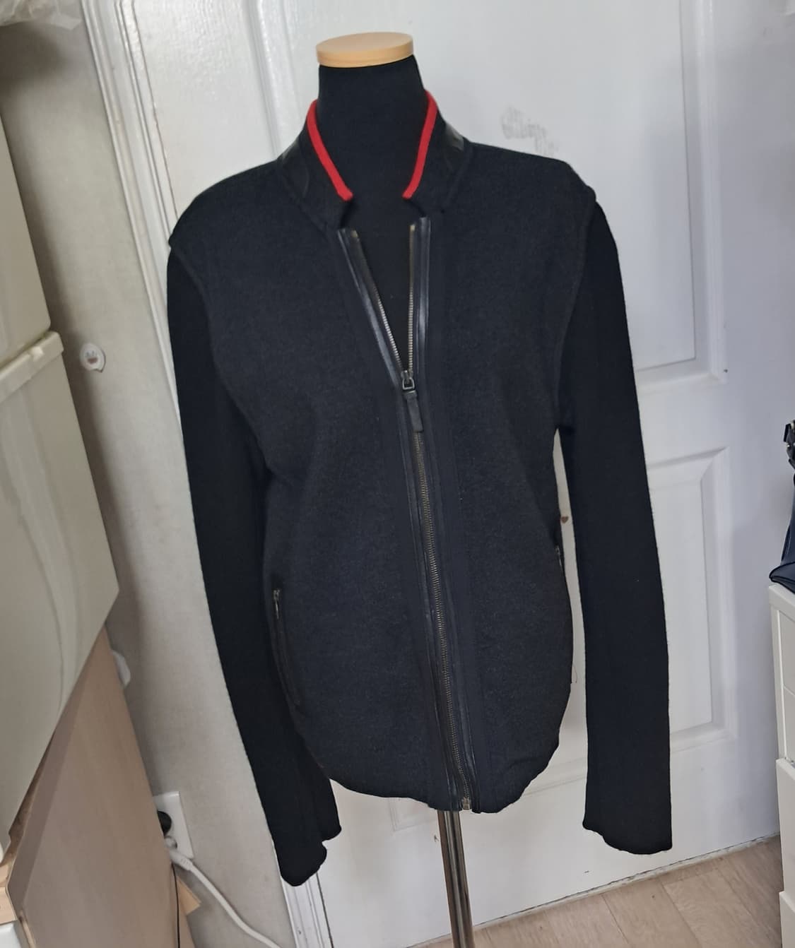 시스템옴므 남성 모 가죽트리밍 집업 자켓 가디건 95 상품이미지1