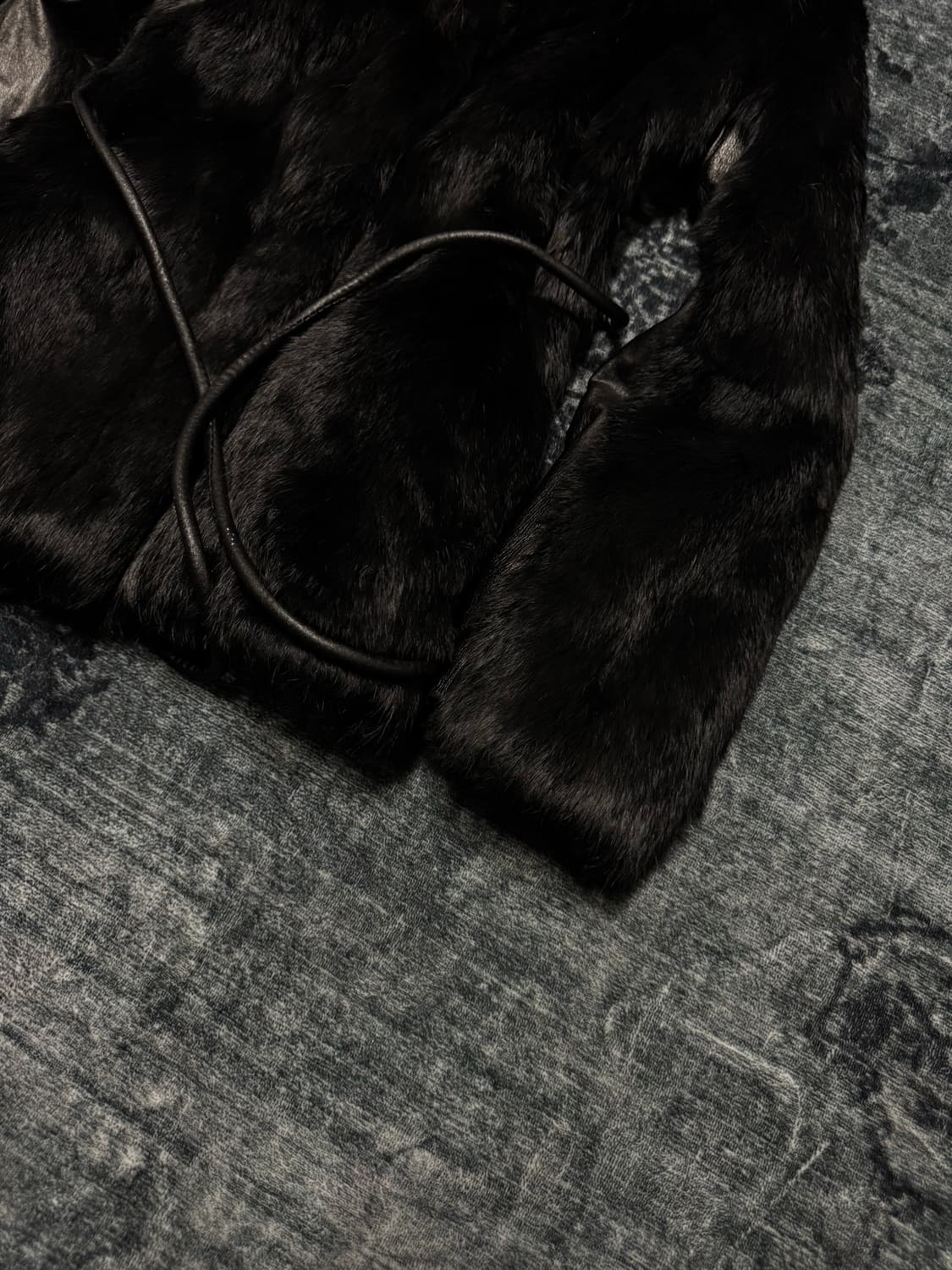 Unknown real fur trimming leather jacket 상품이미지5