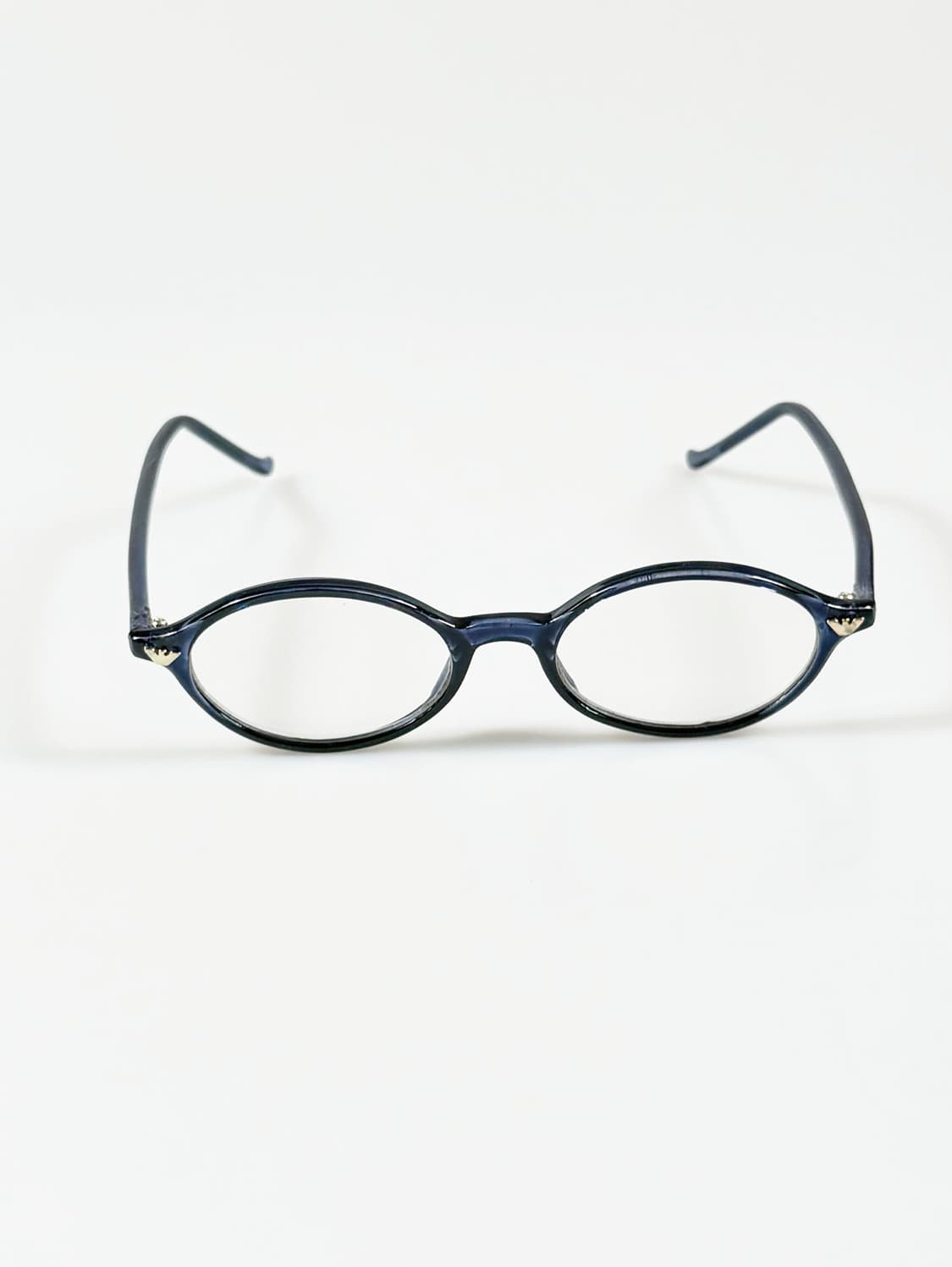 90s 뿔테 네이비 블루 오벌 프레임 빈티지 안경 상품이미지1