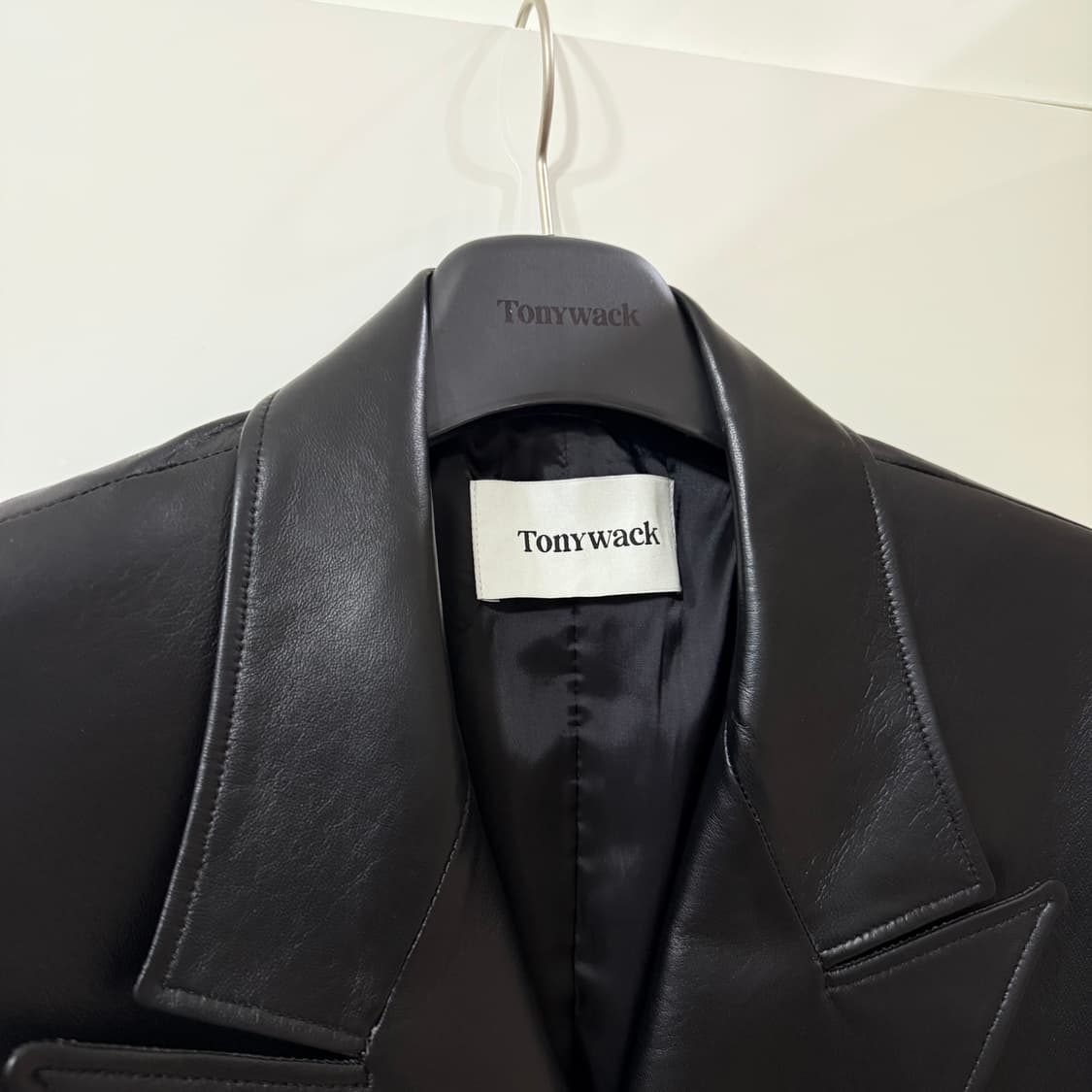 미시착새상품 토니웩 레더 더블 코트 블랙 L 상품이미지5