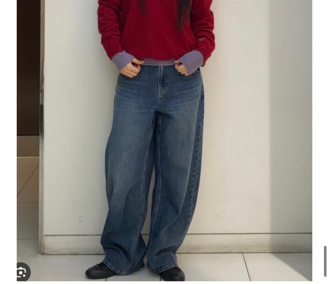 유니클로 배기커브진 블루컬러 blue / 다리길이 75cm 27 사이즈  상품이미지2