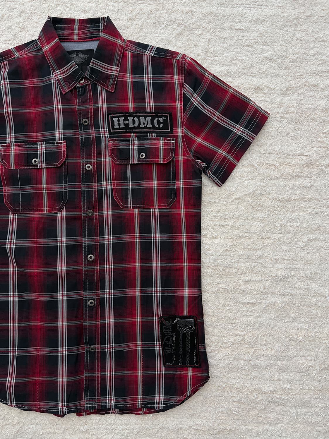 할리데이비슨 레드 투포켓 체크 반팔 셔츠 상품이미지3