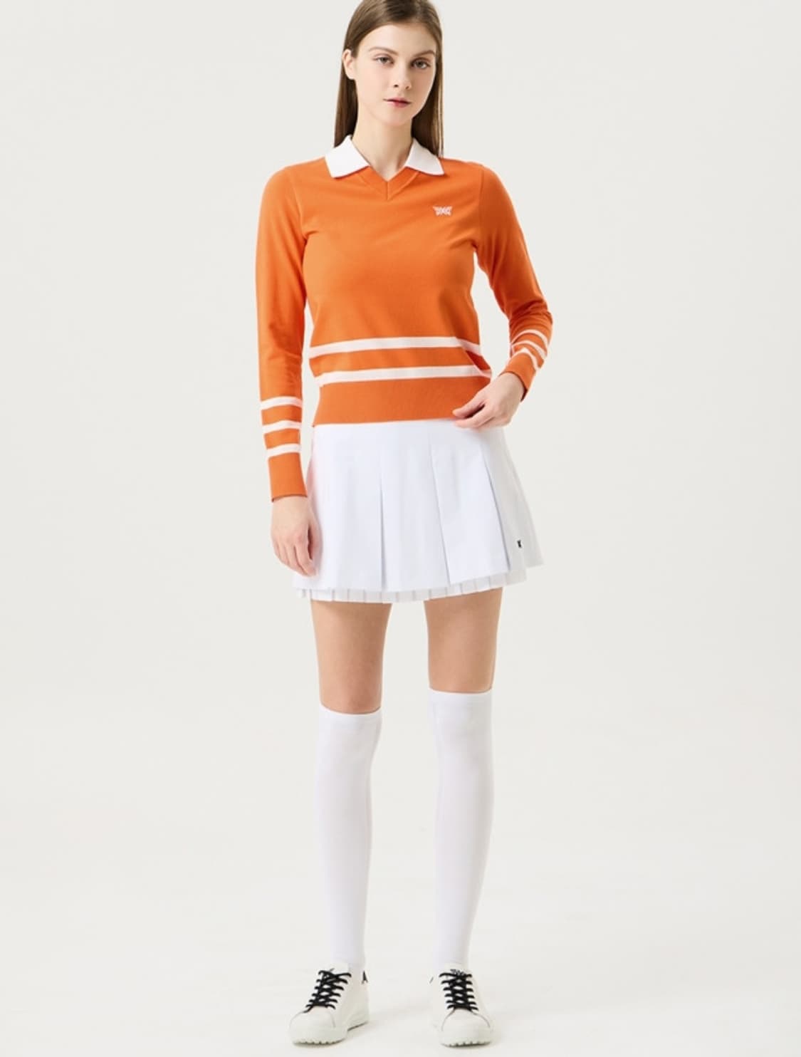 (새상품)PXG 신상 여성오렌지색 카라니트S 상품이미지8
