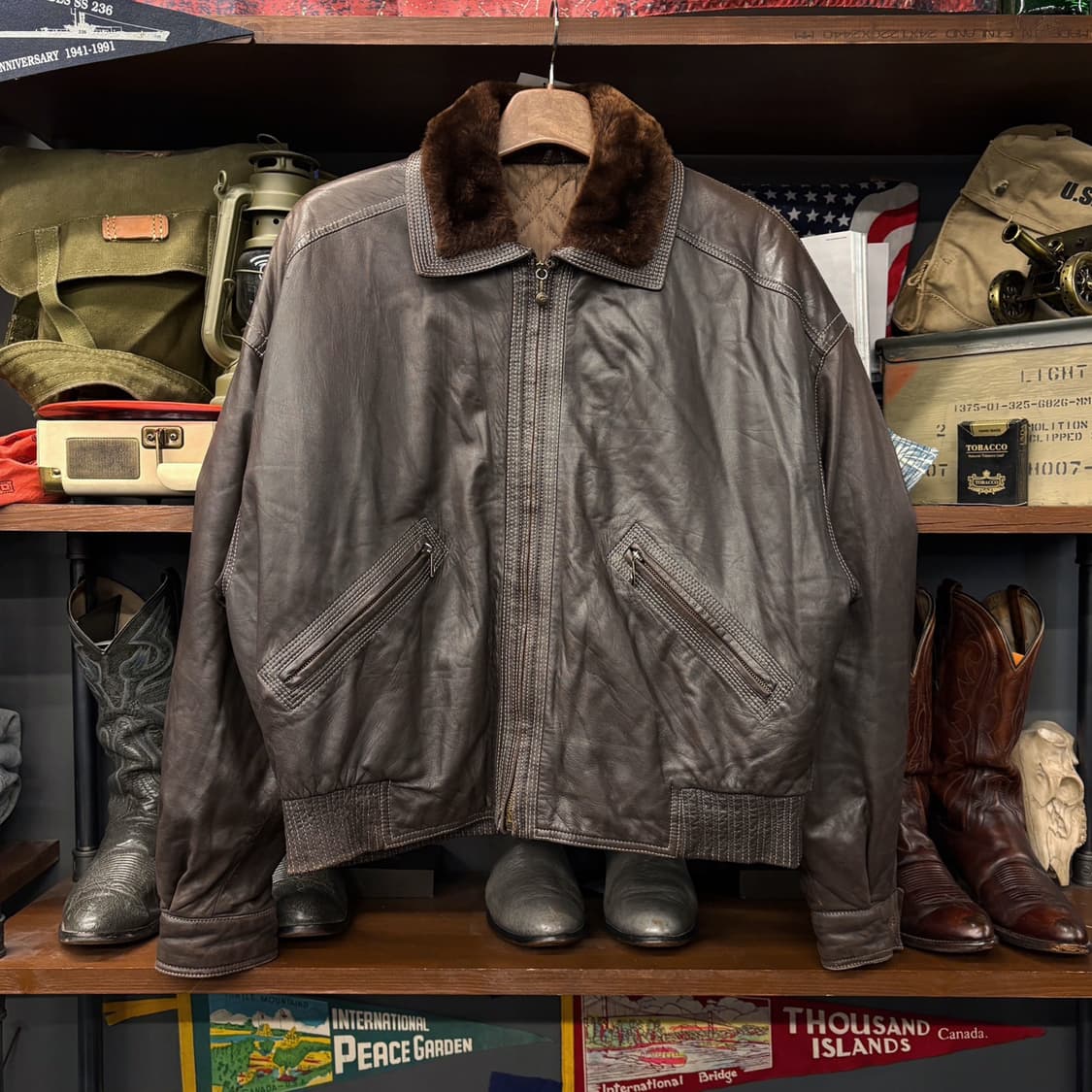 90s 베르사체 빈티지V2 패디드 카프스킨 스티치 레더자켓 N176 상품이미지1