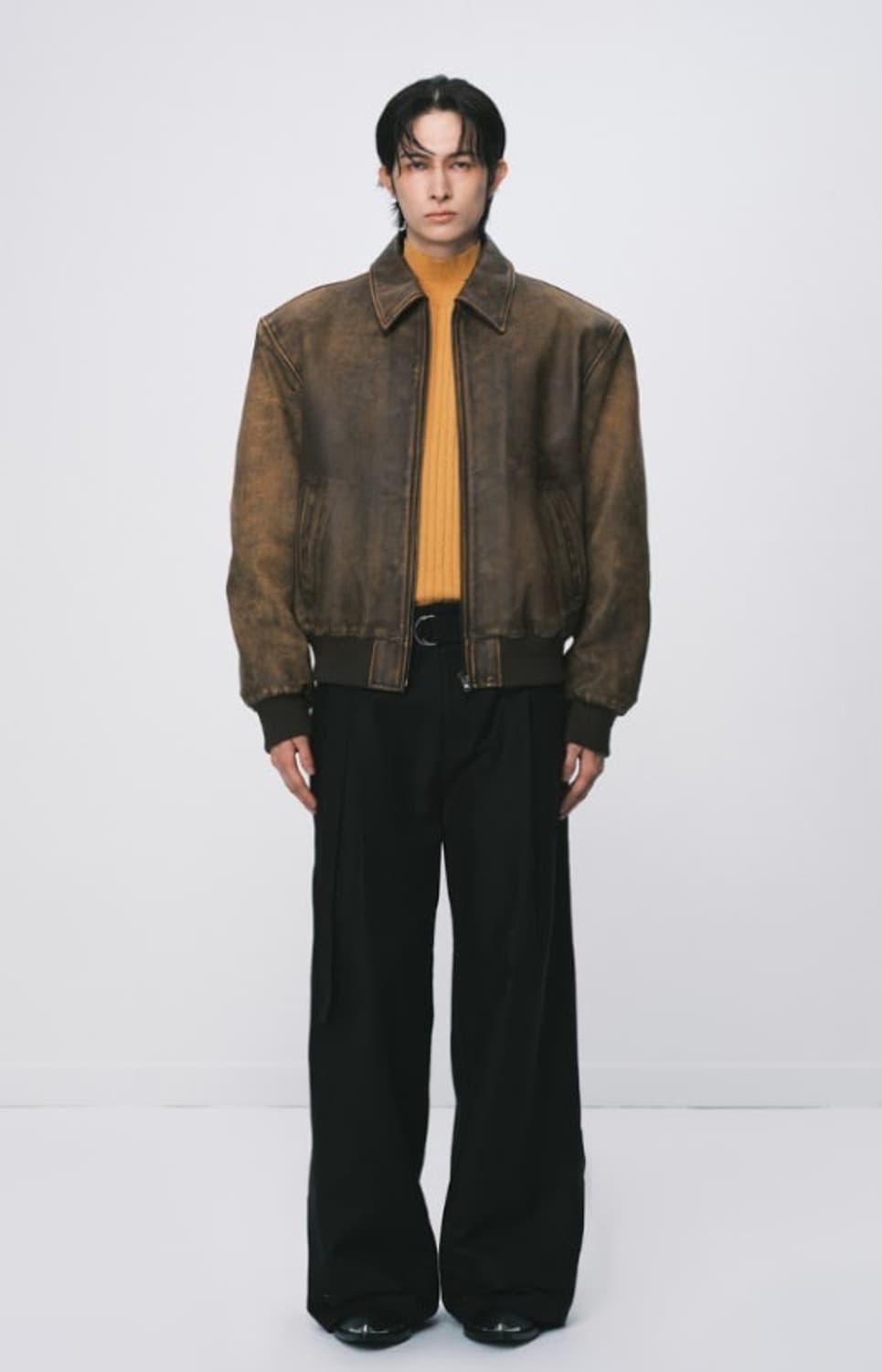 [L] 노이스 램스킨 브롱코 빈티지 레더 가죽 블루종 점퍼 자켓 상품이미지8