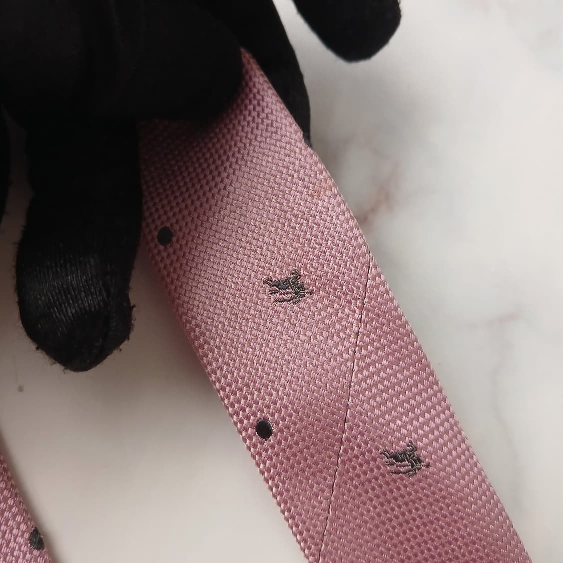 버버리 실크 핑크 도트&기마사 자수 넥타이 9.7cm B등급 A18910 상품이미지9