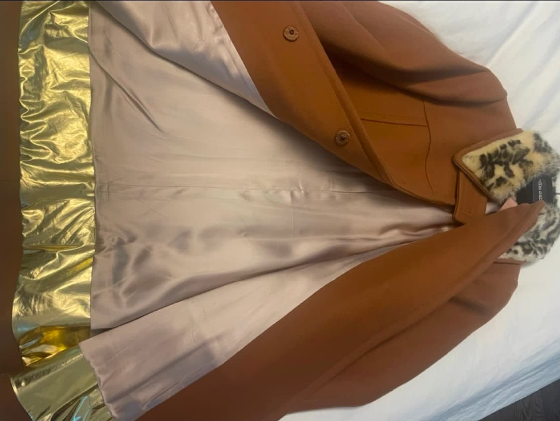 N21 레오파드 퍼 칼라 브라운 코트  상품이미지6