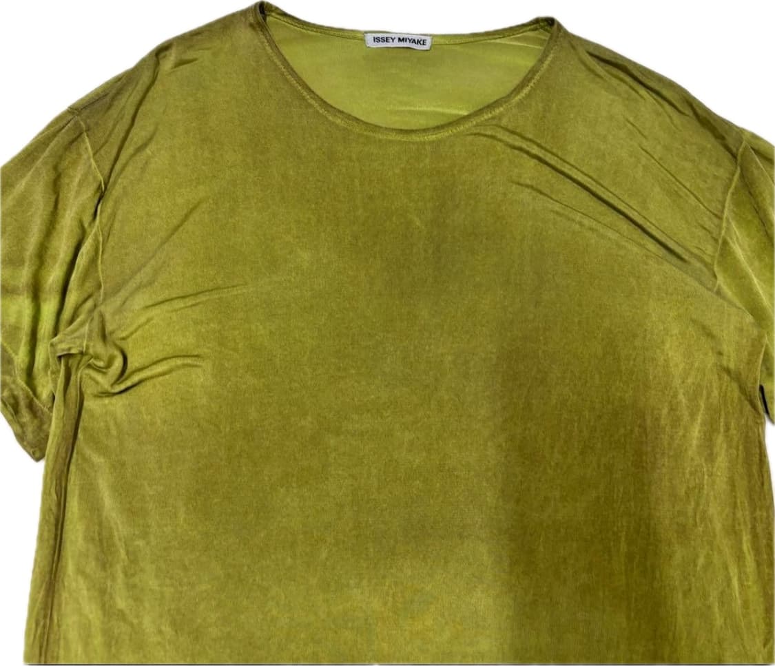 issey miyake silk t-shirts olive green 상품이미지2