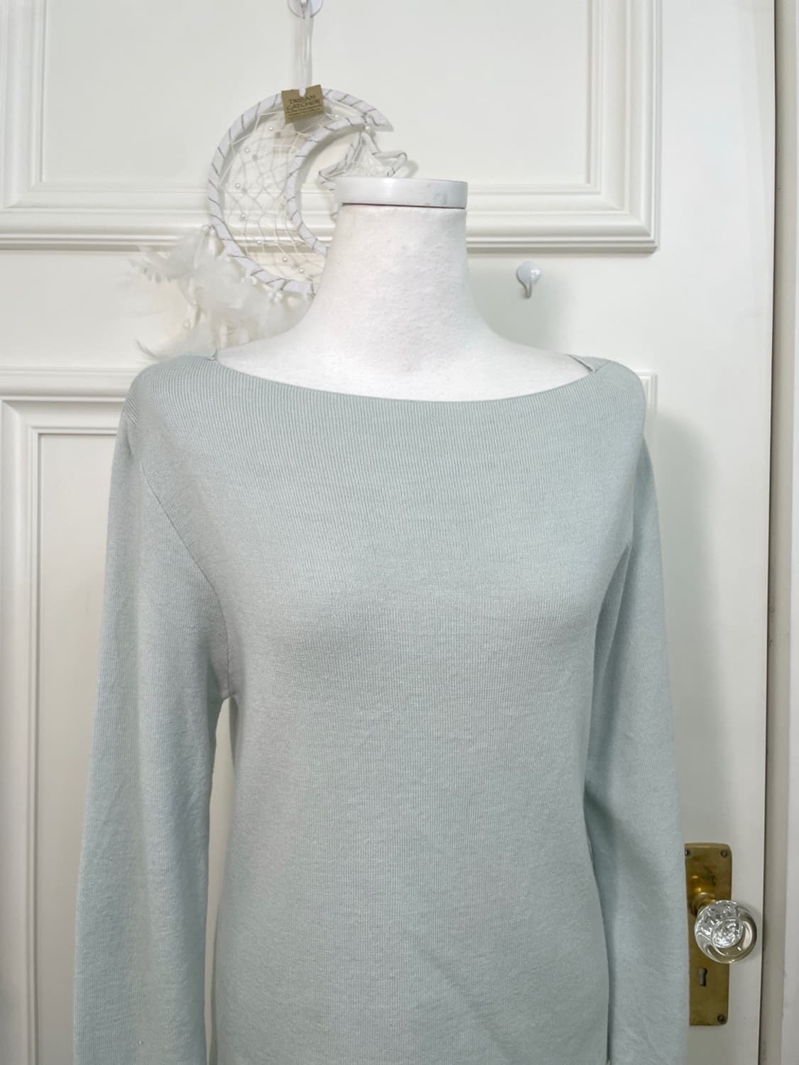 mint sleeve button point boat-neck knit 상품이미지5