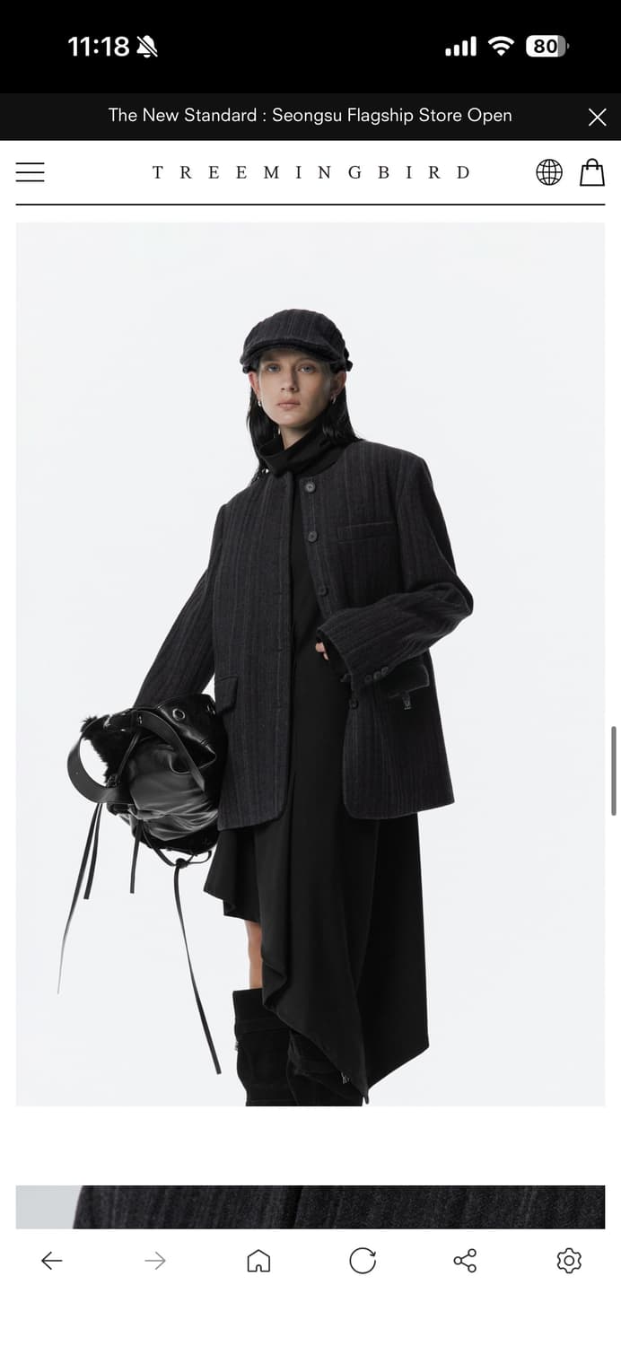 트리밍버드 Collarless Wool Jacket 다크 그레이 (새상품 상품이미지2