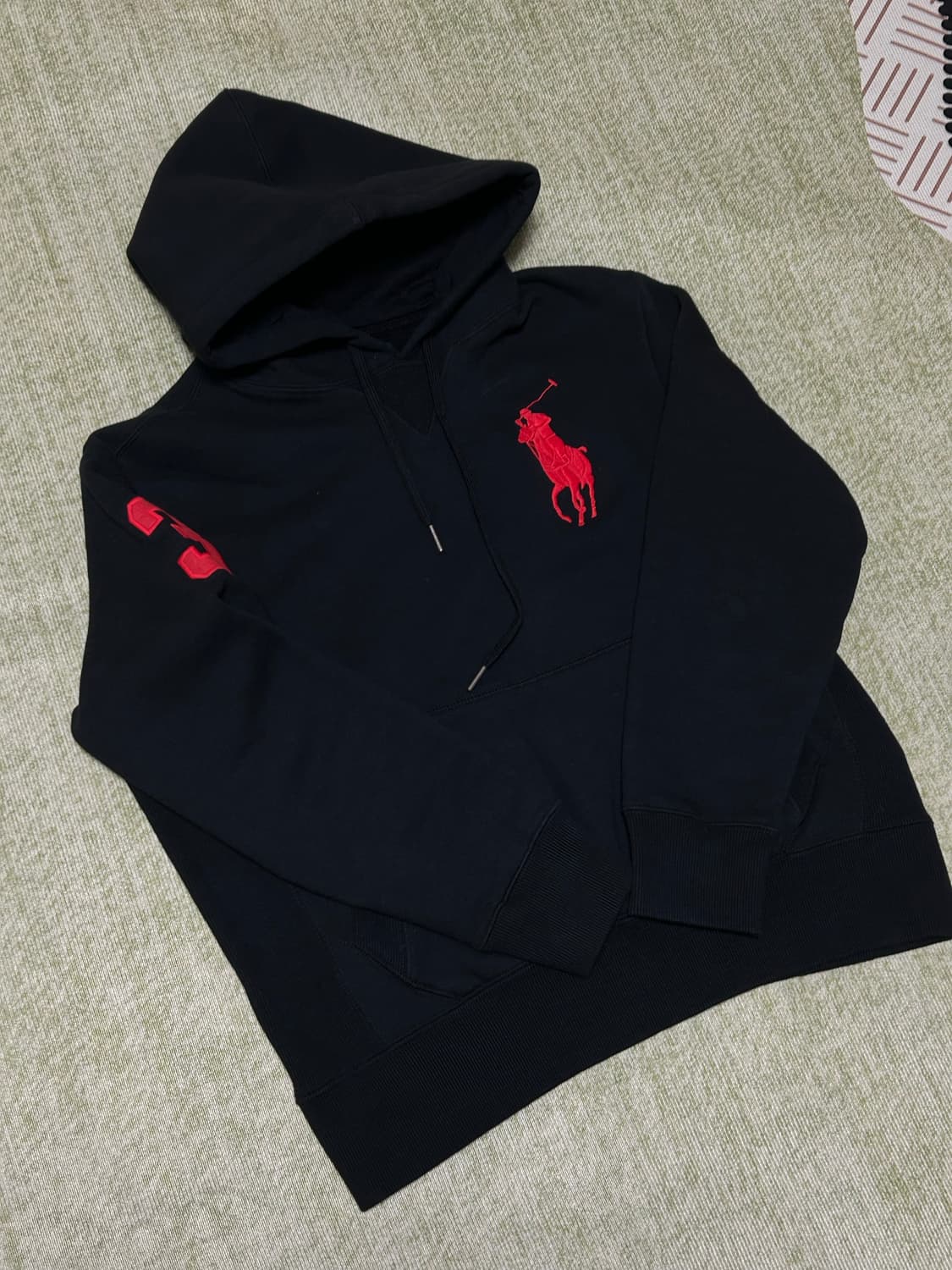 기모 폴로 랄프로렌 빅포니 후드티 블랙 S 상품이미지1