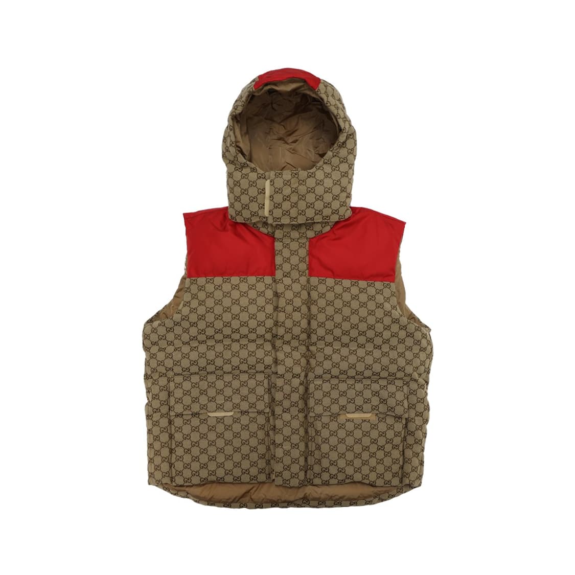 구찌 756931 자카드 후드 다운 베스트 카멜 에보니 상품이미지1